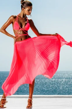 Asymmetrical Pink Pleated Skirt
