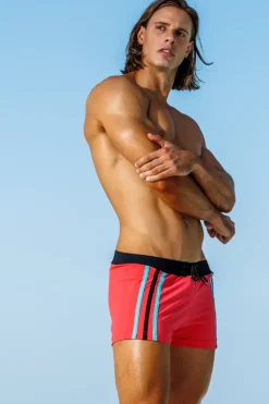 Capri Coral Stripe Retro Lycra Swimmer
