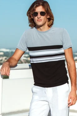 Charcoal/Black Engineered Stripe T-Shirt