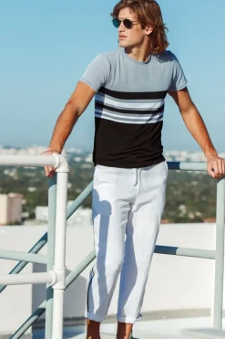 Charcoal/Black Engineered Stripe T-Shirt