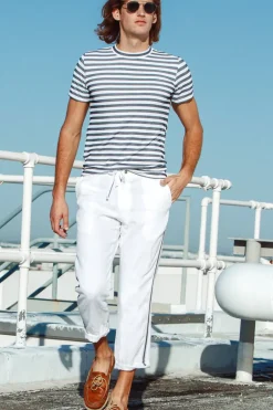 Charcoal/White Luxury Knit Stripe T-Shirt