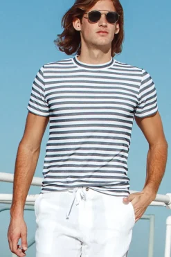 Charcoal/White Luxury Knit Stripe T-Shirt