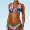 Cosmic Blue Lace-up top