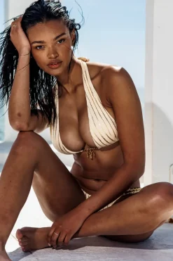 Gold Keychain Cream Halter