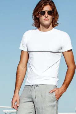 White/Charcoal Stripe Tee